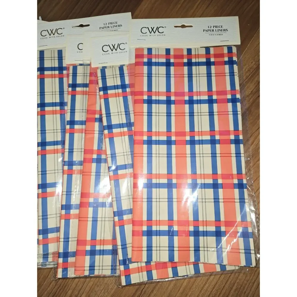 20 Packs Cook With Color 12 Pieces Paper Liners Oil Catcher 11.8x 11.8 Plaid